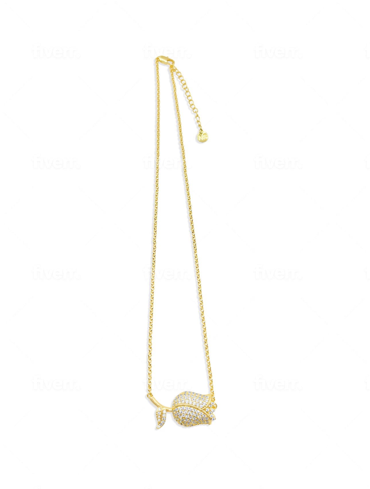 Rinestone Rose Necklace