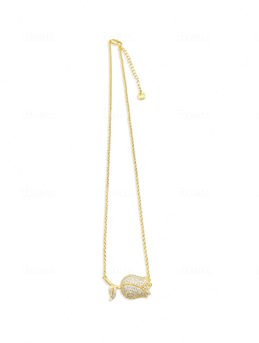 Rinestone Rose Necklace